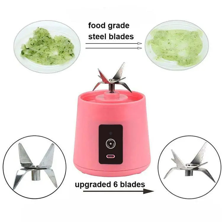 Portable Rechargeable Juicer Blender - 6 Blades, Electric, Mini Size