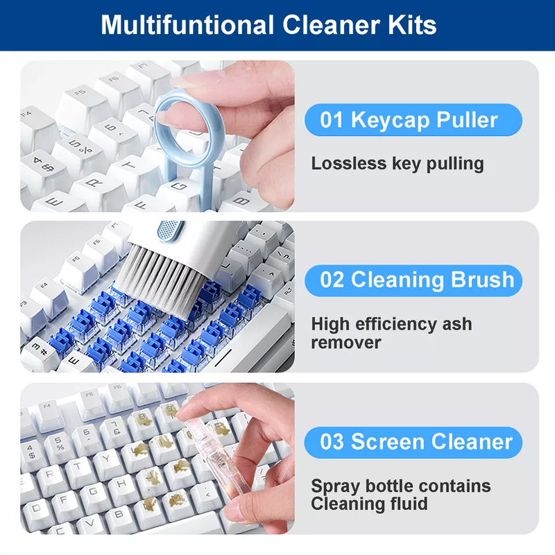 7 in 1 Computer Keyboard Cleaner Brush Kit Earphone Cleaning